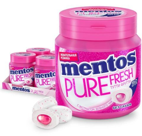 Жевательная резинка Mentos Pure Fresh вкус Тутти-Фрутти, 4 шт по 100 г  #1