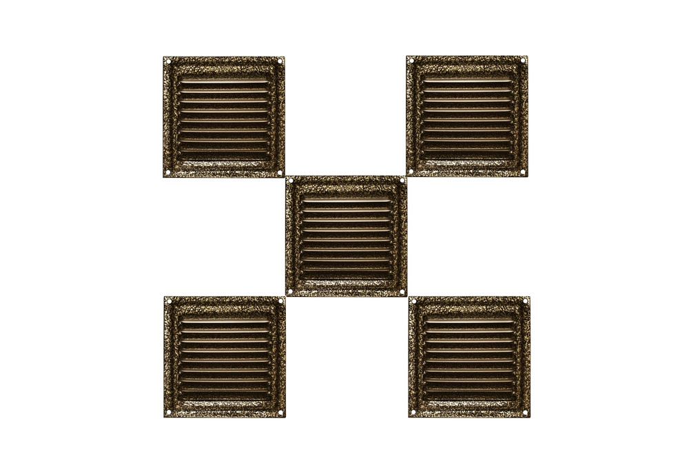 Решетка вентиляционная металлическая 100х100 Трибатрон бронзовый антик комплект 5 шт  #1