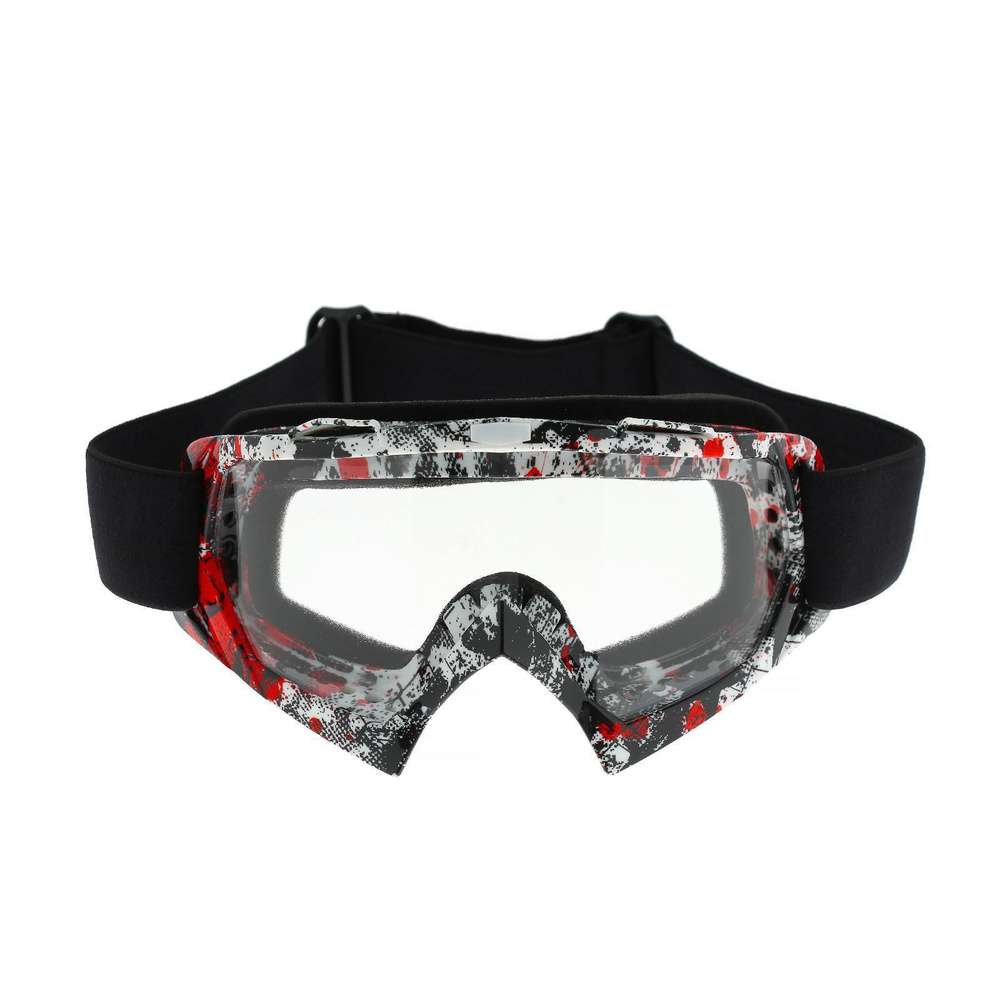 Очки-маска для езды на мототехнике КНР стекло прозрачное, цвет красный-черный (5865032)  #1