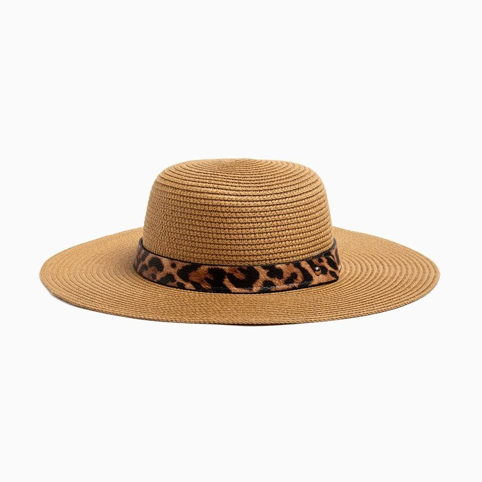 Шляпа женская с леопардовым ремешком MINAKU цвет коричневый, р-р 58  #1