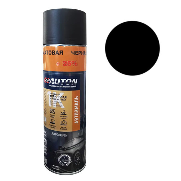 Грунт-эмаль черная матовая +25% акриловая АВТОН (аэрозоль, 650мл)  #1