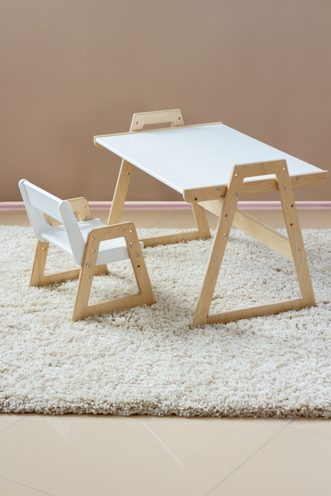 PLAYWOODS Комплект парта + стул Трансформер регулируемый, детский растущий стол мольберт со стулом, 69х48х52 #1