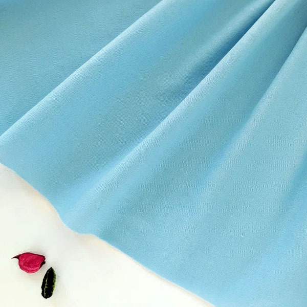 Ткань лен с вискозой для шитья платья, юбки, рубашки, голубого цвета, отрез 1,3 м х 138 см  #1