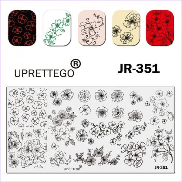 Пластина для стемпинга прямоугольная JR-351, Uprettego #1