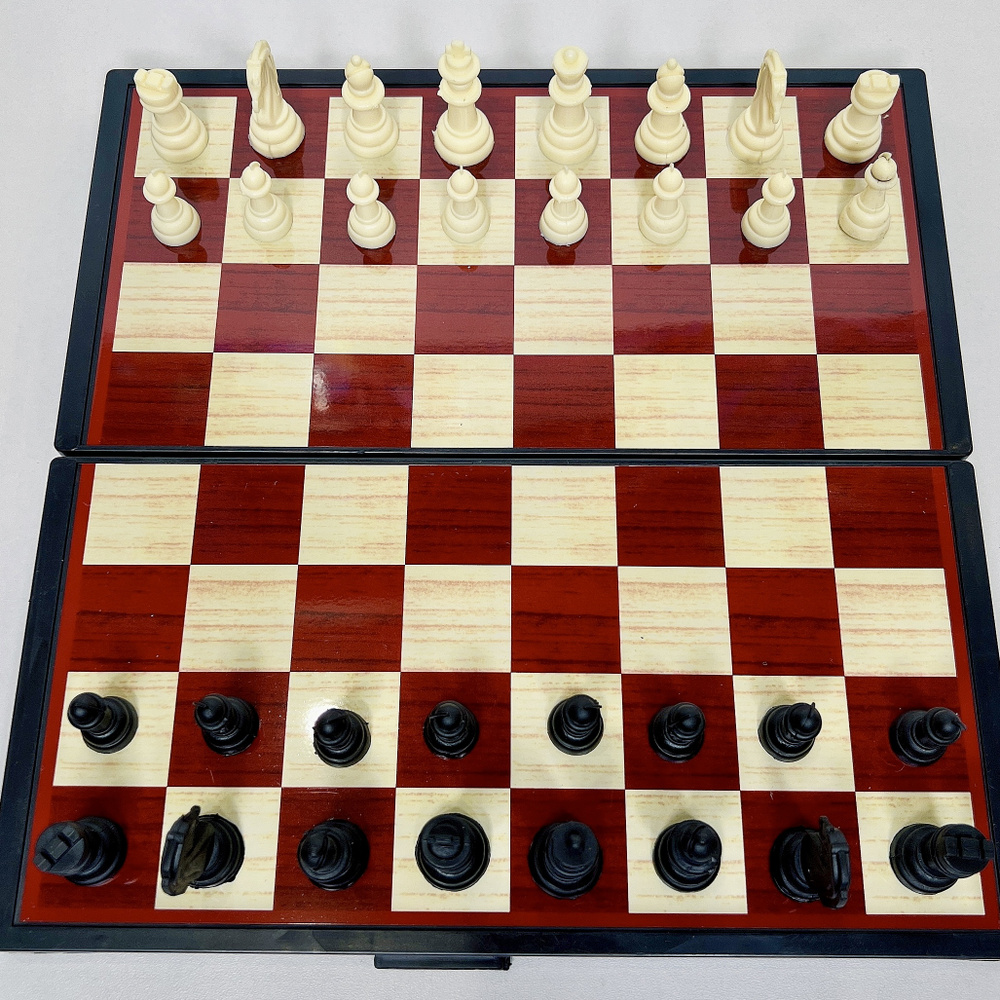 Шахматы Шашки Нарды магнитные 24х24см 3в1 дорожные для путешествий Коричневое поле  #1