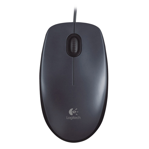 Logitech Мышь проводная M90, черный, серый #1