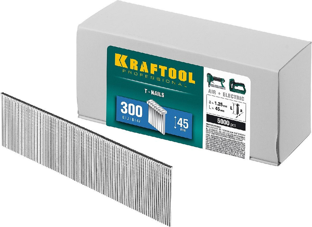 Гвозди для нейлера KRAFTOOL тип 300 45 мм 5000 шт. (31785-45) #1