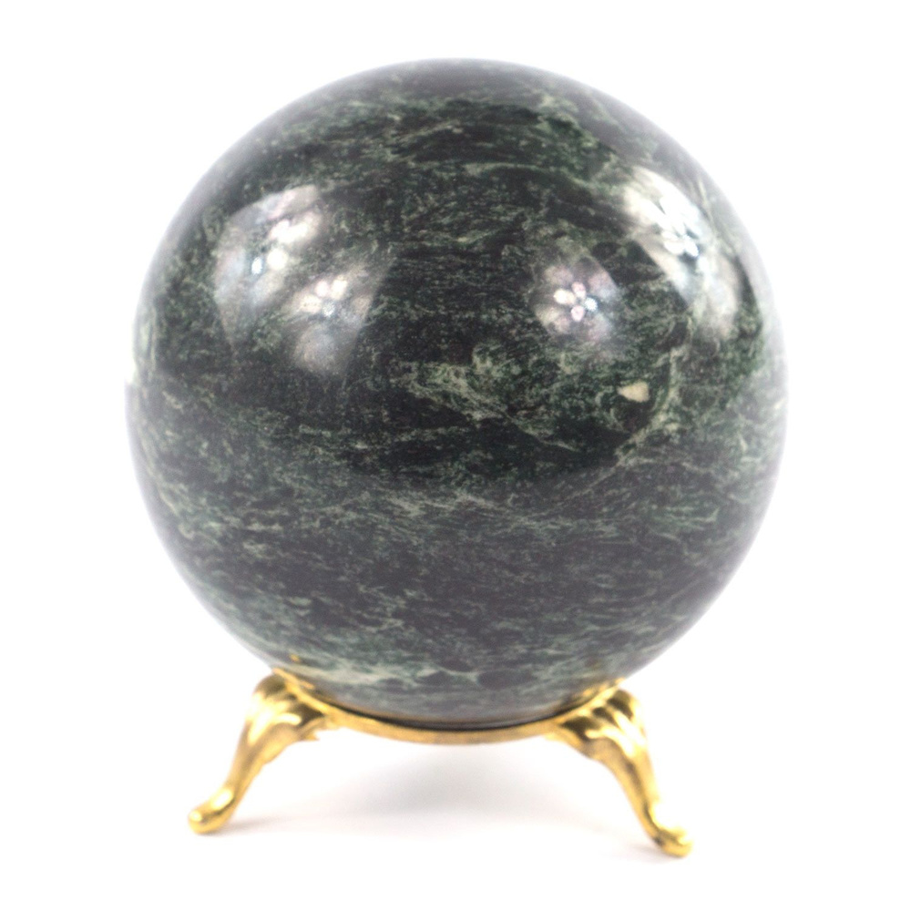 Шар из темно-зеленого змеевика 8 см / шар декоративный / сувенир из камня  #1