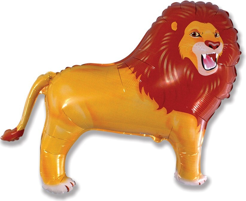 Воздушный шар, яркий, фольгированный, фигурный, в форме животных (сафари) (84 см), Лев коричневый, 1 #1
