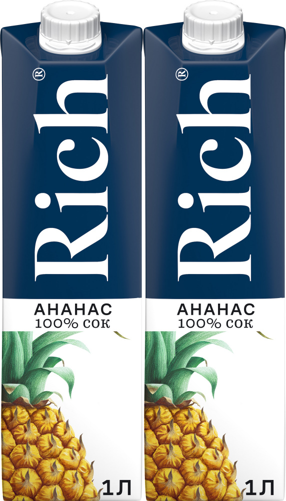 Сок Rich Ананас с мякотью 1 л в упаковке, комплект: 2 упаковки  #1