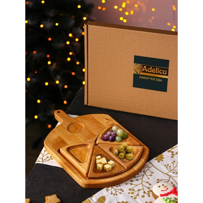 Подарочный набор посуды Adelica Сырная мозайка, доска разделочная 35 22 см, менажницы 4 шт, 12,5 9 см, #1