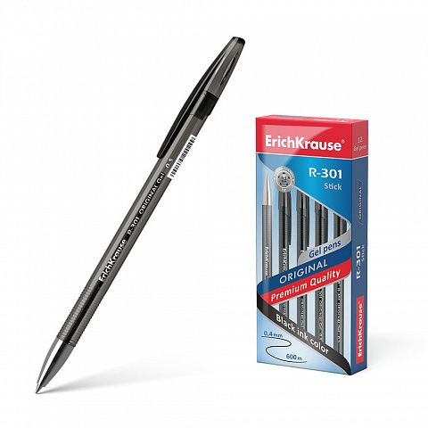 Ручка гелевая ErichKrause R-301 Original Gel Stick 0.5, цвет чернил черный, 12 штук  #1