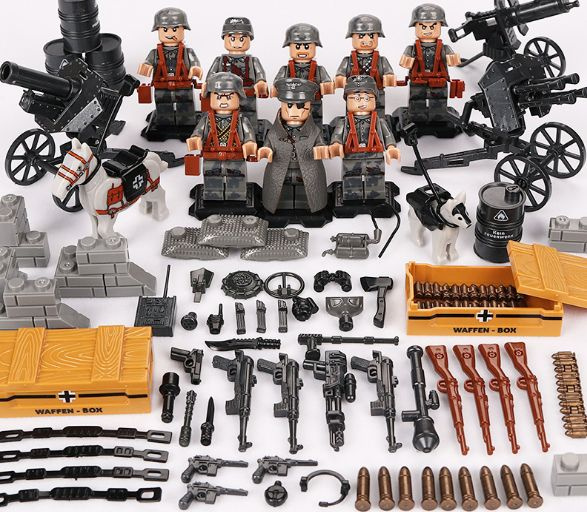 Набор лего фигурок Военные, Человечки Набор из 8 штук 277 деталей, Оружие и амуниция, Лего для мальчиков, #1