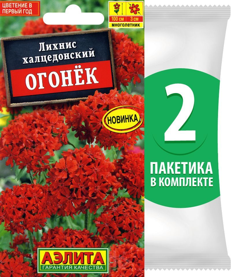 Семена Лихнис халцедонский Огонек, 2 пакетика по 0,1г/180шт  #1