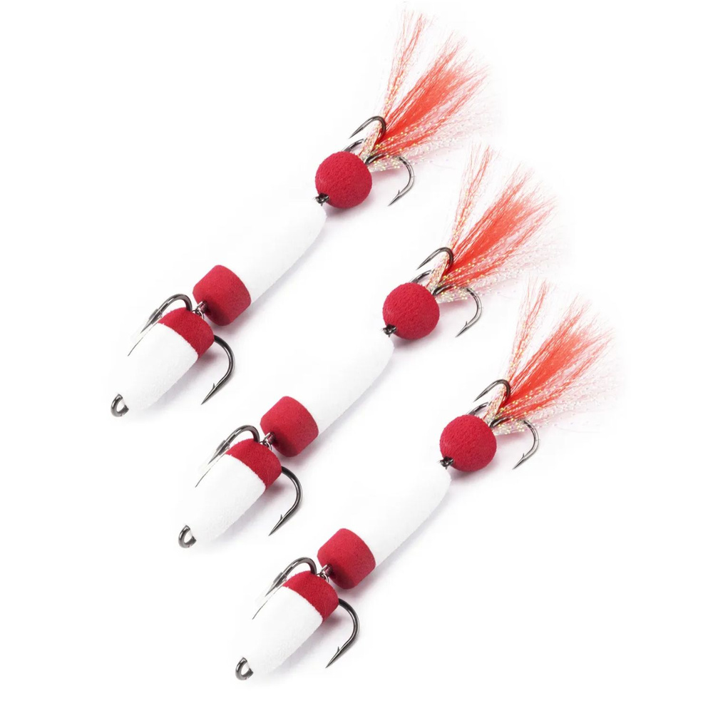 Мандула для рыбалки (3 шт) NEXT классическая S-70 мм #018, белый-красный / Приманки на судака / На щуку #1