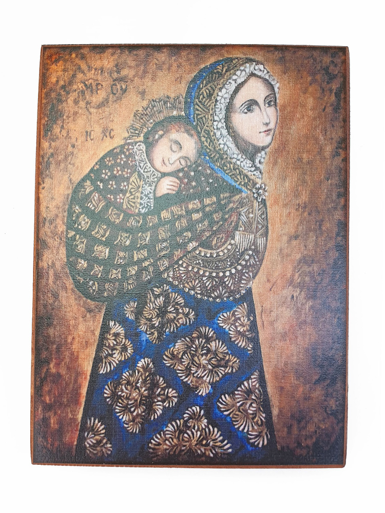 Икона Богородицы "Несущая в платке" (Колыбельная), размер 15x19  #1
