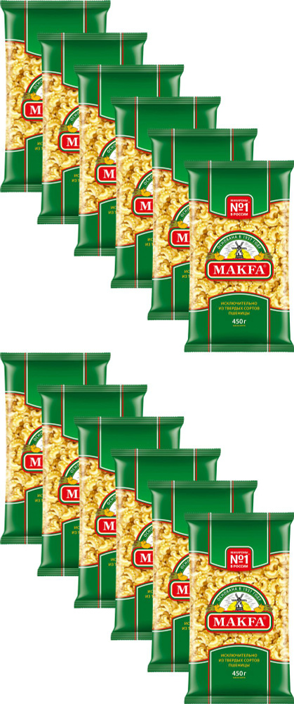 Макаронные изделия Makfa Петушиные гребешки, комплект: 12 упаковок по 450 г  #1