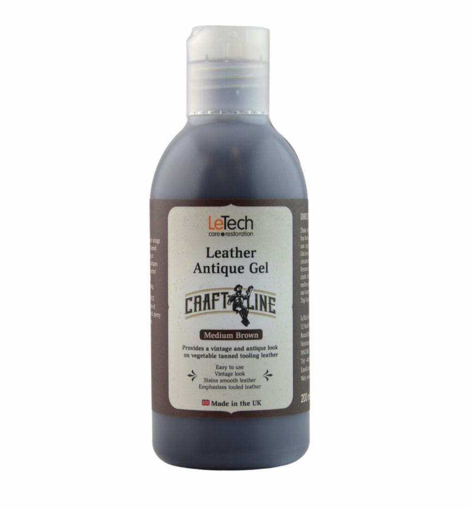 Антик-гель, антик краска для кожи КОРИЧНЕВЫЙ, LeTech, Leather Antique Gel Medium Brown 200ml  #1