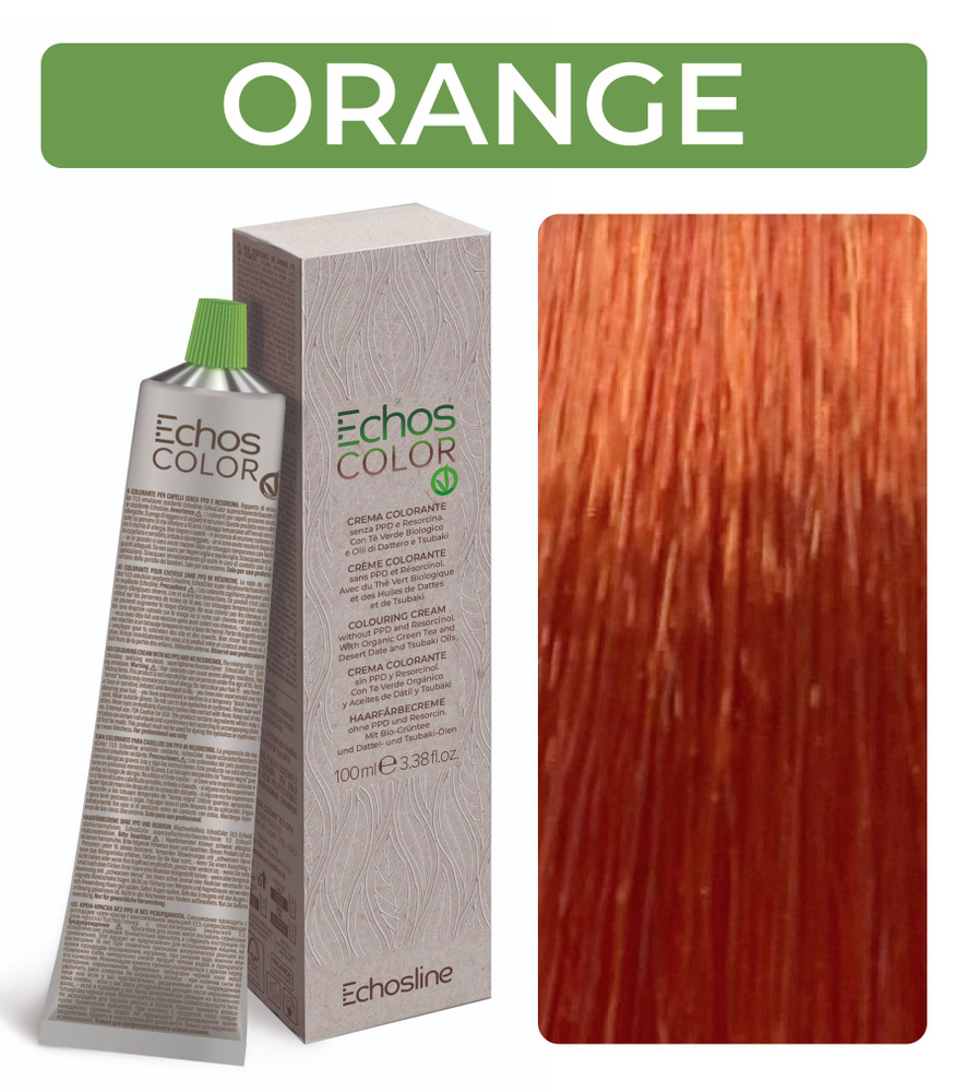 ECHOS Стойкий перманентный краситель COLOR для волос (ORANGE - оранжевый) VEGAN, 100мл  #1
