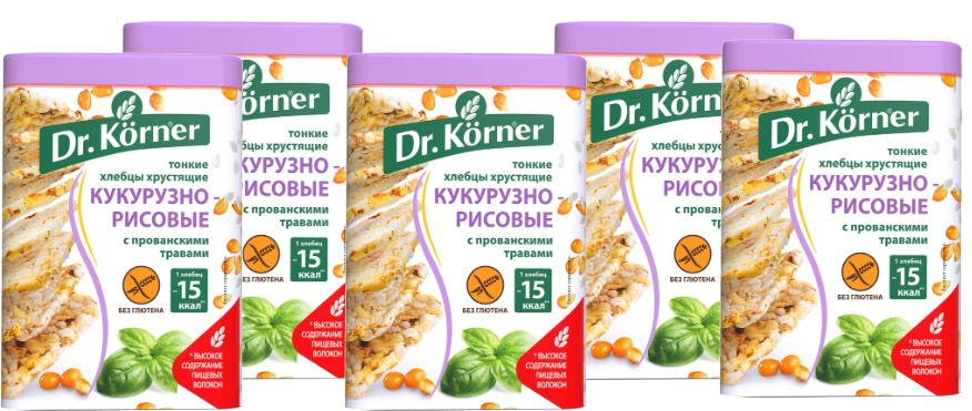 Хлебцы рисово-кукурузные DR KORNER с прованскими травами, 100г, Россия 5 штук  #1