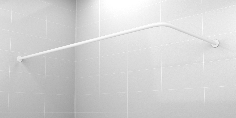Карниз для ванной 140x70см Г-образный, угловой Усиленный Люкс, цельнометаллический из нержавейки белого #1