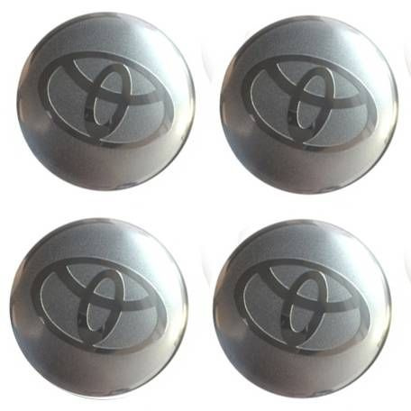 Наклейки на диски 60 мм - 4 шт / Стикеры на колпачки дисков Toyota серебристые из алюминия  #1