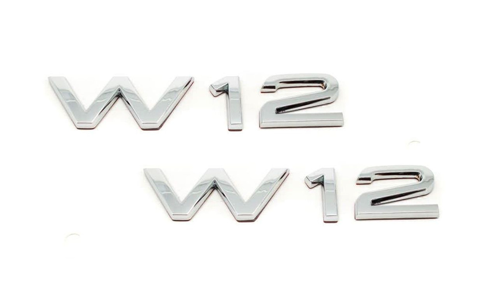 Комплект: эмблема на крыло Audi W12 хром 2 шт. #1