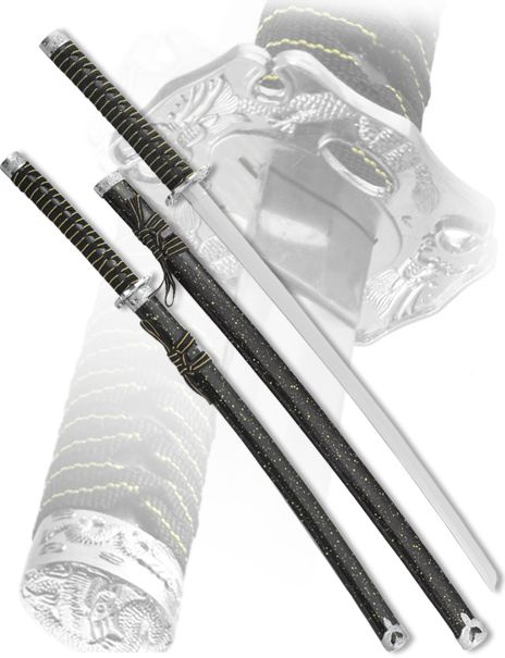 Набор самурайских мечей, 2 шт. Ножны черный мрамор #1
