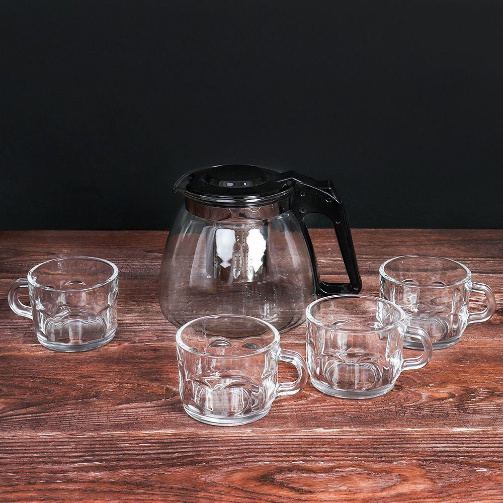Чайный набор 5 предметов "Радость" жаропрочное стекло #1