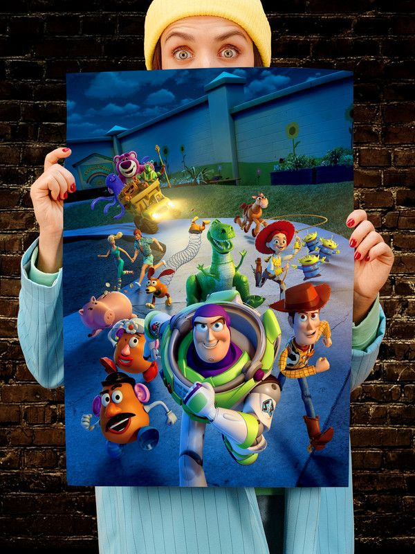 Постер интерьерный История Игрушек 2, 70х46 см. Матовый яркий. Toy Story Вудди Базз Лайтер  #1