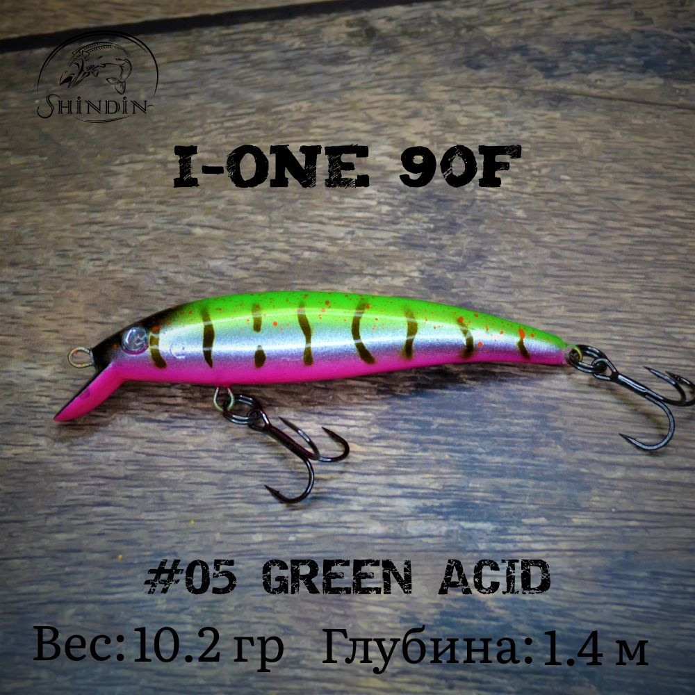 Воблер SHINDIN I-One 90F #05 Green Acid #1