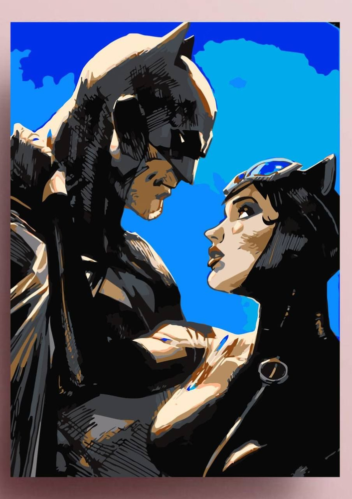 Картина по номерам " Бэтмен / женщина кошка / Catwoman Batman DC " холсты на подрамнике 40 на 50  #1