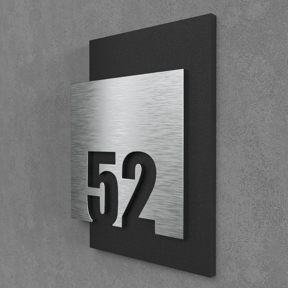 Цифры на дверь квартиры, табличка самоклеящаяся номер 52, 15х12см, царапанное серебро  #1