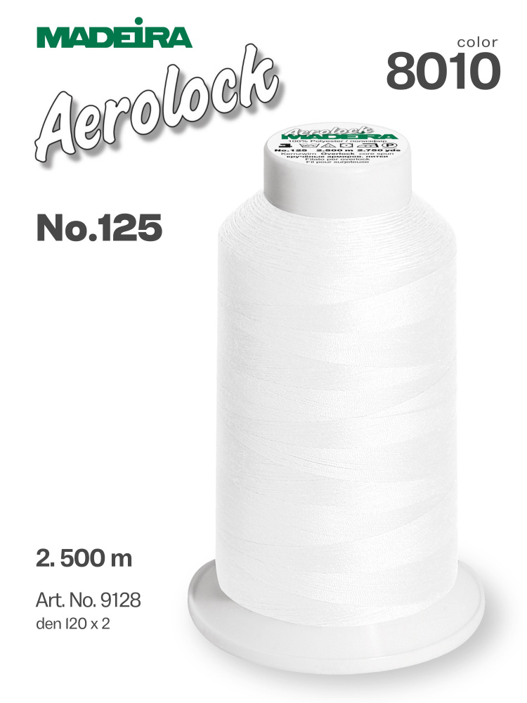 Нитки оверлочные Madeira Aerolock №125, 2500 м, арт.9128, цвет 8010 #1