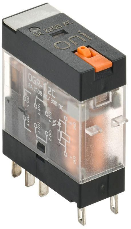 Реле общего назначения OGR-1 2C 220В AC с LED и тест. кнопкой ONI OGR-1-2C-AC220V-L-B  #1