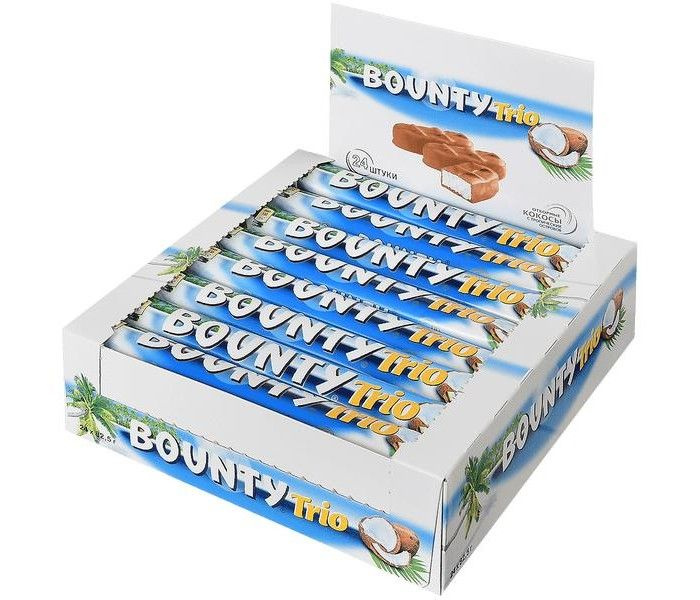 Шоколадный батончик Bounty Trio, 24 шт по 82гр #1
