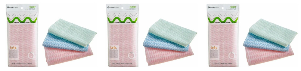 Sungbo Cleamy Мочалка Bubble Shower Towel, 28х100, 3 шт #1