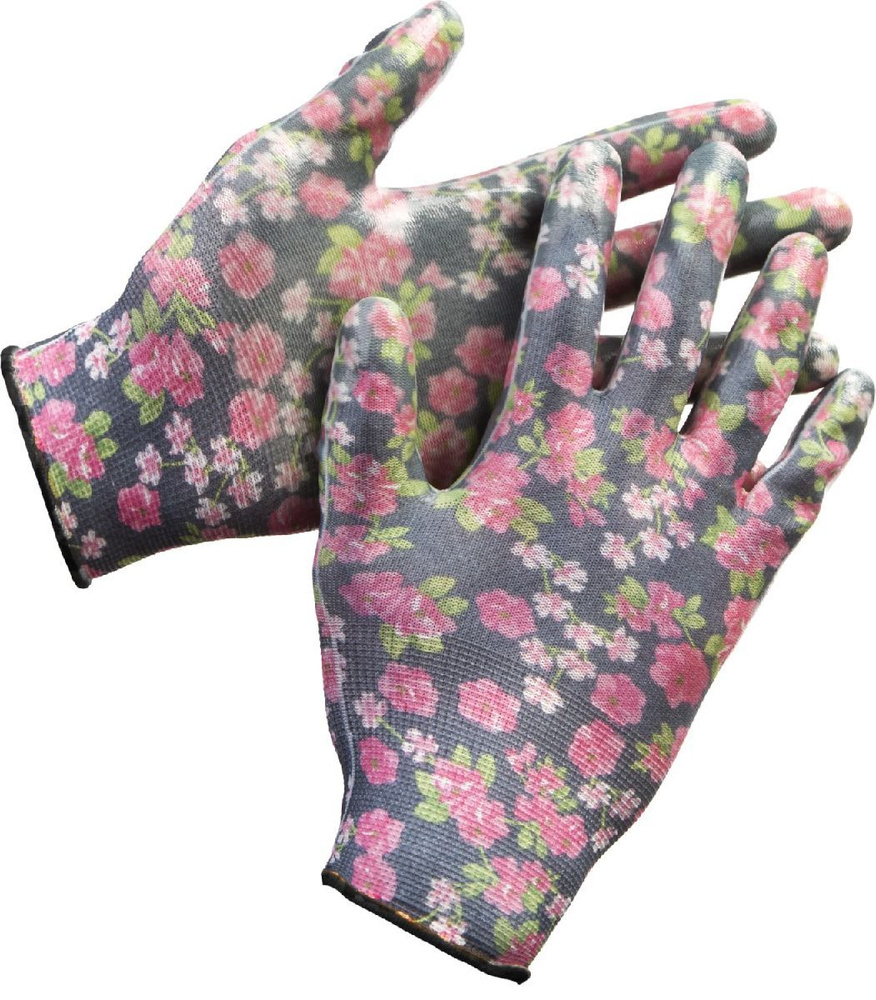 Садовые перчатки GRINDA р. L-XL прозрачное нитриловое покрытие черные (11297-XL)  #1