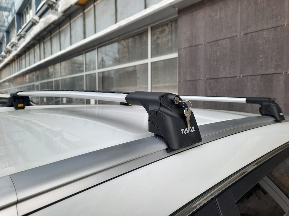 Багажник на интегрированные рейлинги Turtle Air 2 серебристый для Exeed RX / Багажник на крышу Тартл #1