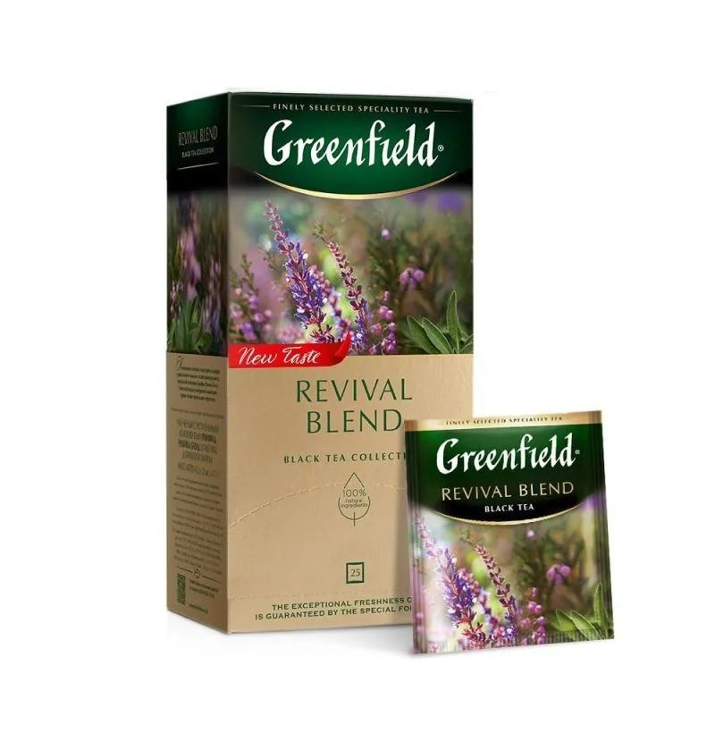 Чай в пакетиках черный Greenfield Revival Blend(Ревайвал Бленд), 25 пак. Шалфей, эвкалипт  #1