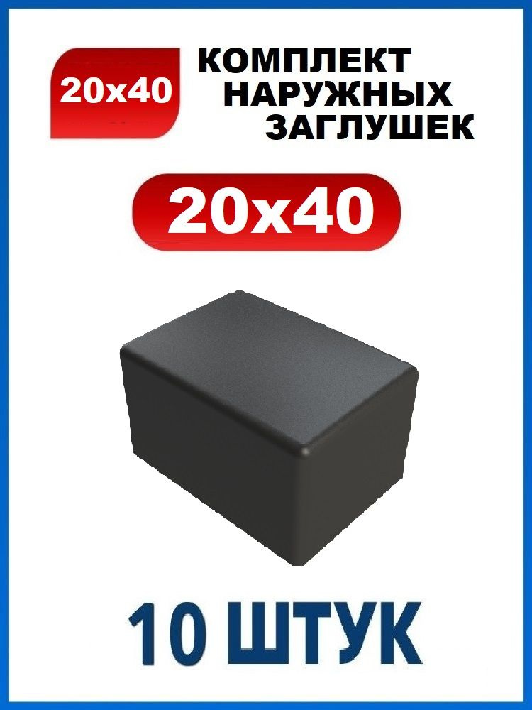 Заглушка 20х40 наружная прямоугольная для профильной трубы 20х40 мм (10 шт.)  #1