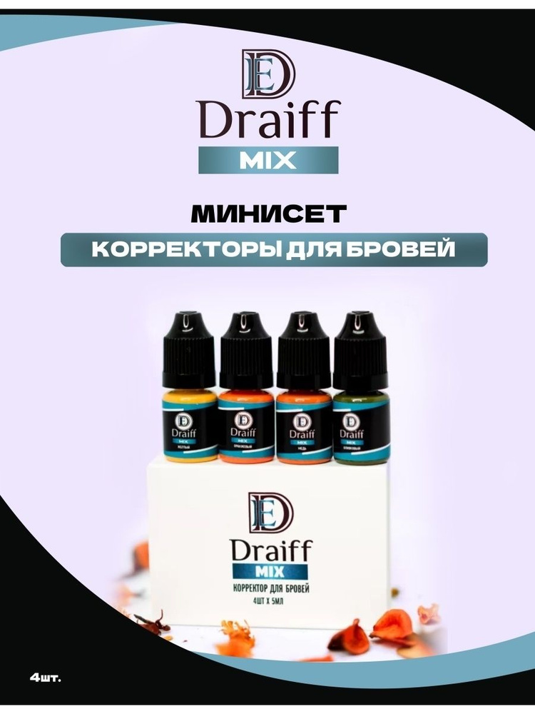 Минисет Корректоров от DRAIFF MIX для Перманентного Макияжа и Татуажа Бровей Драйф, 4х6мл  #1