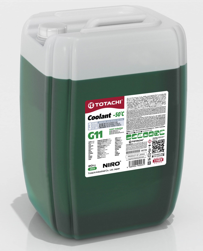 Антифриз зеленый TOTACHI NIRO COOLANT GREEN G11, -50C, 20 литров #1