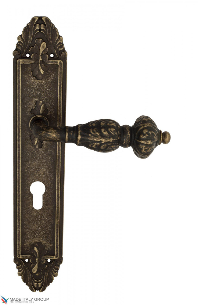 Дверная ручка на планке Venezia LUCRECIA CYL PL90 античная бронза #1