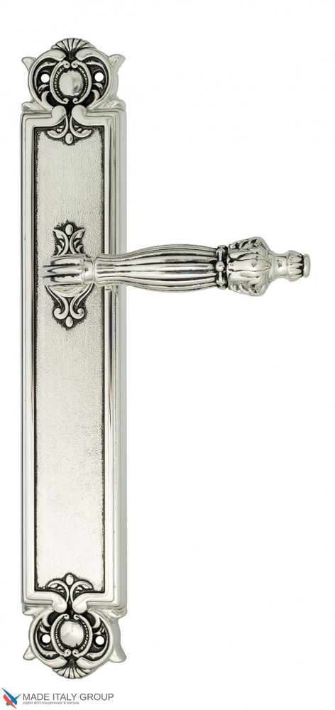 Дверная ручка на планке Venezia OLIMPO PL97 натуральное серебро + черный  #1