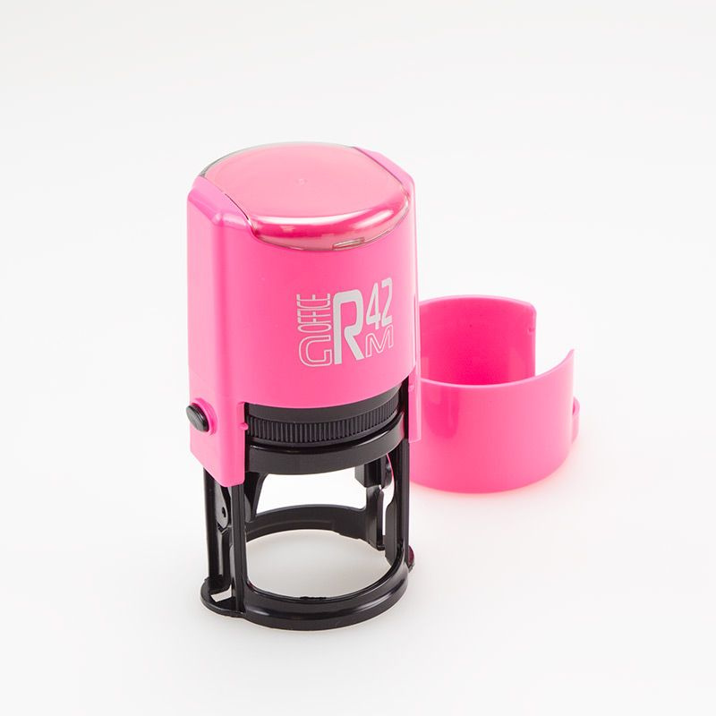 GRM R 42 office+BOX - Black Edition. Автоматическая оснастка для печати, д. 42 мм, корпус розовая дымка-чёрный #1