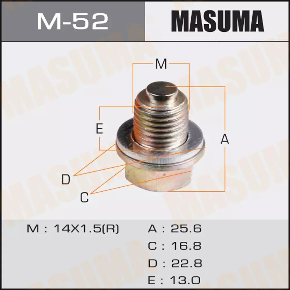 Болт маслосливной Masuma M-52 с магнитом Mitsubishi 14x1.5 mm #1