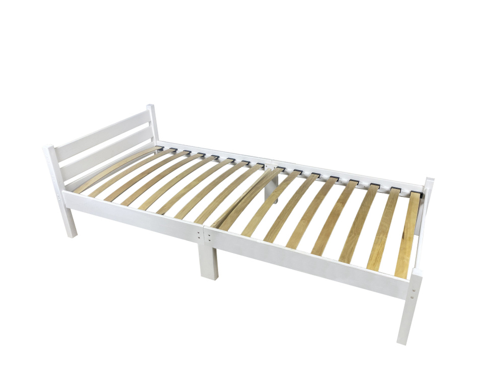 Кровать односпальная с ортопедическим основанием для взрослых из сосны 60х190 см, белая  #1