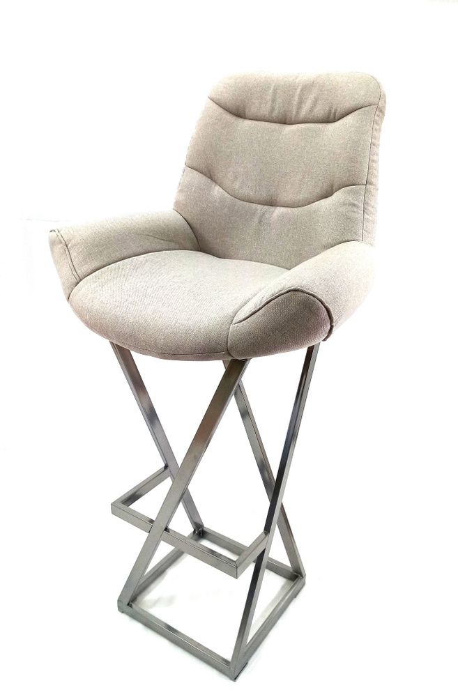 Барный стул Лофт Grand, ткань бежевая, каркас серый металлик (высота сиденья 87 см)  #1