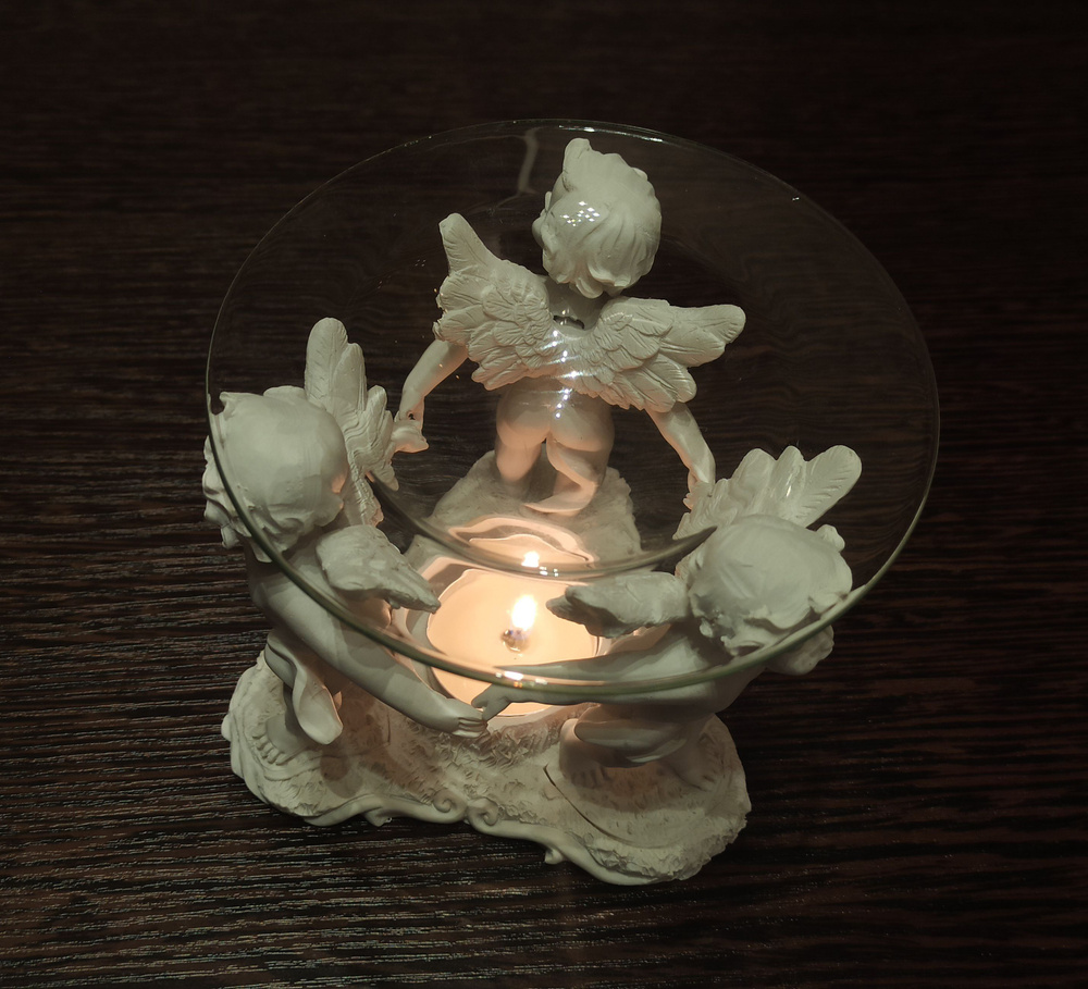Статуэтка арома-лампа со свечой "Три ангелочка", высота 11см  #1